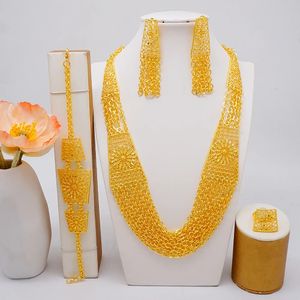 Hochzeit Schmuck Sets Äthiopien Set Gold Farbe Tropfen Ohrring Manschette Armband Armreif Anhänger Halskette Arabischen Geschenk 231012