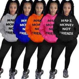 Make Money Not Friends Letter Top Plus Size Women Coat Sweatshirts Pullover Hoodie Sweater Jacket Winter Warm Tops Outwear Clothes317j