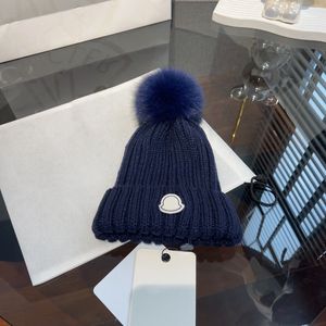 Caps Tasarımcı Kış Örme Beanie Yün Şapka Kadınlar tıknaz örgü Kalın Sıcak Sahte Kürk Pom Beanies Şapkalar Kadın Bonnet Beanie Kaps 12 Colo