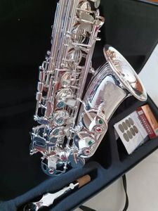 New Mark VI Personalizado Alto Saxofone Banhado A Prata E Flat Marca Profissional Instrumento Musical Sax Chaves de Cor Com Caso Bocal de Latão Reed Ship