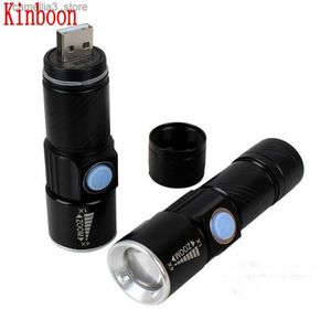 Torches Mini LED Flashlight Adjustable Focus Zoom 3 Modes Mini USB Flashlight Rechargeable Lithium Battery Flashlight LED Torch Q231013