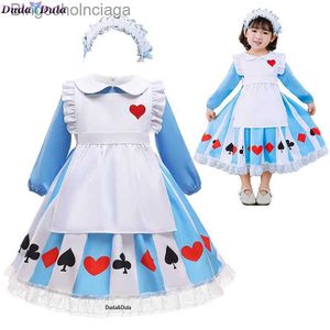 Tema kostym halloween barn flickor anime alice födelsedagsfest klänning barn sissy piga lolita cosplay come prinsess klänning maid klädl231013