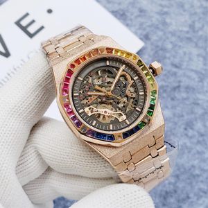 Orologio meccanico AAA completamente automatico scavato con diamanti intarsiati in acciaio inossidabile da uomo designer 42mm braccialetto Montreal di lusso luminoso zaffiro impermeabile Montes