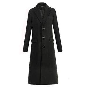 Men's Wool Blends Autumn and Winter Fine Woolen Cloth Fashion Leisure Business A Long Black Trench Coat Male Casual Men 231012
