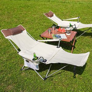 Mobili da campeggio Sedia pieghevole da esterno Sedia reclinabile regolabile portatile 2 in 1 con poggiapiedi rimovibile per campeggio Pesca Picnic Patio 231012