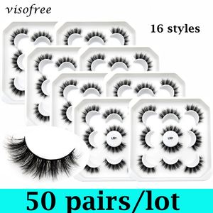 Falska ögonfransar grossistögonfransar 25/50 par visofree 3d mink fransar naturliga falska ögonfransar mjuk wispy makeup falska ögon fransar cilios i bulk 231012