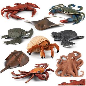 Miniatures Toys Simation Marine Animals Model Toy Decorative Props Crab Octopus Ray Sea Turtle Organisms Models Ornaments Decorations Otkox