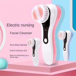 Ansiktsvårdsenheter 5-i-1 Electric Skin Cleansing Instrument ansiktsmassage porrengöring laddningsbart skönhetsverktyg silikon manuell ansikte tvättborste 231013