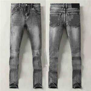 2021SS Zimowe jesieni dżinsy szare torby projektanta marka słynna szczupłe spodnie mężczyzn Męs