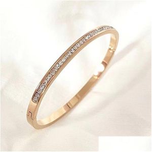 Bangle Sky Star Titanium Steel Pulseira Luz Luxo Diamante Simples e Elegante Mulheres Noivado Presente Jóias Pulseiras DHTGA