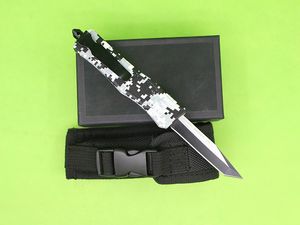 Coltello tattico automatico Mini Camo invernale da 7 pollici 616 di alta qualità 440C Coltelli tascabili EDC in lega di zinco-alluminio bicolore con borsa in nylon 6 tipi di lame disponibili