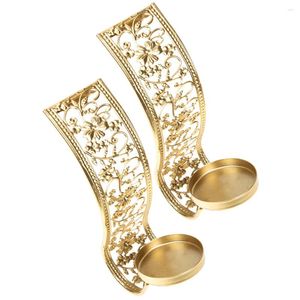 Candle Holders 2pcs Metal Wall Sconce Holder Middle East Style Hollow Candleholder