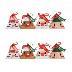 Gift Wrap 10Pcs Happy Christmas Boxes Santa Claus Snowman Triangle Candy Biscuit Cookie Merry Xmas Party