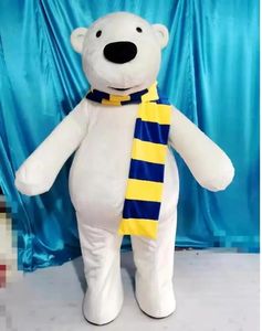 White polar bear Mascot Costumes Christmas Fancy Party Dress Cartoon Character Outfit Suit Adults Size Carnival Easter Advertising Theme Clothing