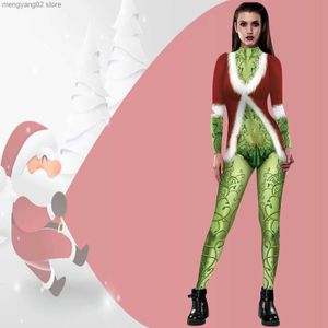 Tema kostym mode jul Santa Grinch kommer gift Ivy 3dprinted kommer bodysuit anime cosplay come zentai performance kläder t231013