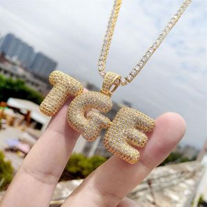Ожерелья с буквами A-Z на заказ, мужская мода, ювелирные изделия в стиле хип-хоп, Iced Out, золото, серебро, подвеска с начальной буквой, ожерелье195h