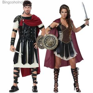 Temadräkt Ancient Roman Spartan Warrior Gladiator Cosplay Uniform för Women Men Knight Xena Princess Caesar Stage Show Halloween Comel231013