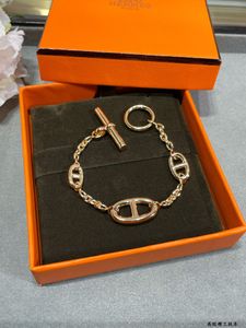 Luxury Charm Bracelet Copper Pig Nose Brand Designer Hollow Round Circle Charm Bucket Chain Bracelet For Women Jewelry With Box