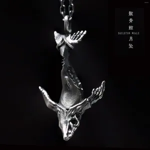 Ожерелья с подвесками, винтажное серебряное ожерелье с изображением кита для мужчин и женщин, осенняя длинная цепочка, ретро-ювелирные изделия, аксессуары, подарки