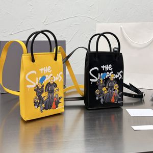 Дизайнерская сумка Роскошная сумка MINI TOTE для мобильного телефона Сумка-тоут из телячьей кожи Сумки на плечо с героями мультфильмов с пряжкой Кошелек с портативной ручкой модный стиль