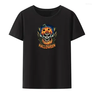 Herr t shirts halloween pumpa bomull t-shirt sommar t-shirts män lös topp y2k klädmönster vintage zevity kpop casual o-hals tshirt