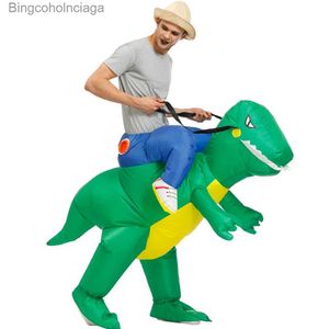 Tema Traje Adulto Verde Iatable Dinossauro Venha Dinossauro Vermelho Halloween Vem Para Homem Mulheres Festa Fantasia Vestido Andando Dino CosplayL231013