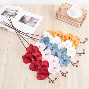 Decorative Flowers 3D Small Butterfly Orchid 6 Heads/Bundle Fake Flower Home Drapery Wall Wedding Decoration Christmas Art Artificial