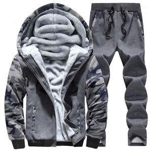 Herrspårsräder Oloey Winter Sport Suit Warm Velvet Casual Men Sportwear Set Thowrening Track Suits Hoodie Sweat Tracksude 271D