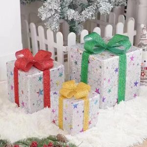 Gift Wrap 3Pcs/set Christmas Box Year Birthday's Creative Case Package With LED Red Bow Decoration Festival Party Supplies