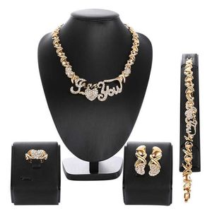 Nigerianische Perlen Hochzeit Schmuckset Braut Dubai Goldfarbene Schmucksets Afrikanische Perlen Halskette Armband Schmuckset 210619268p