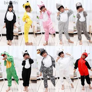 Tema Traje Halloween Festa de Natal Crianças Cosplay Macacão Animal Crianças Tigre Cos Cão Coelho Zebra Elefante Porco Onesies Menina Menino ComeL231013