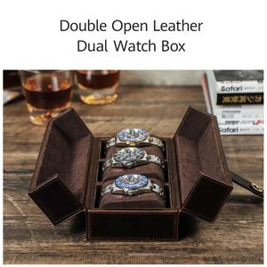 Watch Boxes Cases Vintage Luxury Leather Slots Case Travel Portable Storage Box with Metal Buckle Handmade Gifts R231013