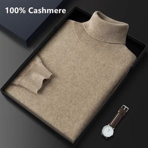 Suéteres masculinos 100 Pure Cashmere Wool Turtleneck Sweater Homens Pulôveres 2023 Outono Inverno Macio Leve Quente Malha Jumper Ropa Hombre 231012