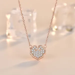 Chains Liming S925 Sterling Silver Auspicious Necklace Women's Court Style Retro Niche Fashion Clavicle Chain Jewelry Wholesale