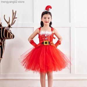 Tema traje natal elf cosplay fada vem para meninas 2023 2024 princesa festa de aniversário vestidos verde e vermelho dança tutu saia t231013