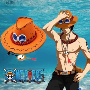 Kostium motywu One Piece Portgas D Ace Hats Anime Cosplay Cowboy Cap for Men Kobiety Dzieci Piraci czapki
