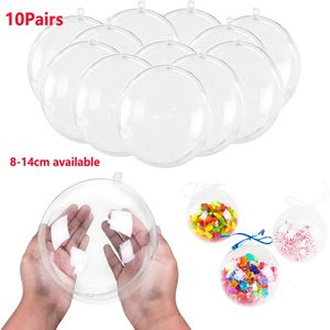 Christmas Decorations 70-140mm 10 Pairs Clear Fillable Plastic Ball Home Decoration Wedding Party Garden DIY Decor Big Christmas Tree Hanging Ornament 231013