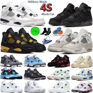 Scarpe da basket da uomo 4 4s Jumpman Military Black Cat Canvas Bianco Oreo Rosso Cement Sail Sneakers da donna Jogging Walking Sport Scarpe da ginnastica EUR