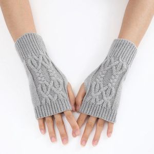 Outono inverno malha luvas curtas para mulheres meninas lã quente luvas de pulso sem dedos mangas braço aquecedores mão macio mitten