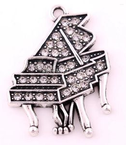 Ожерелья с подвесками, антикварное посеребренное цинковое украшение со сверкающими кристаллами, украшения для фортепианной музыки