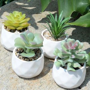 Decorative Flowers Simulated Plant Triangular Glazed Lotus Artificial Succulent Plants Bonsai Random Variety Without Flower Pot