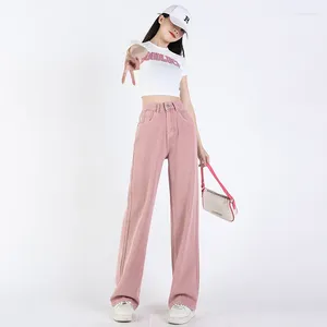 Women's Jeans Dirty Pink High Quality Straight With Tall Waist And Wide-Legged Design The Perfect Spring Look