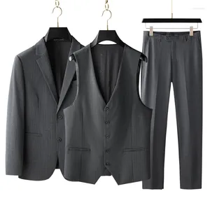 Men's Suits Large Size (Blazer Vest Dress Pants) Fashion Trend Business Formal Wear Casual Marriage Blazer Three-two-piece Set