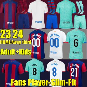 Футбольные майки 23 24 PEDRI LEWANDOWSKI GAVI Kit LAMINE YAMAL FERRAN RAPHINHA F. DE JONG Ogan Camiseta S 2023 Футбольные мужские детские комплекты Носки полные комплекты