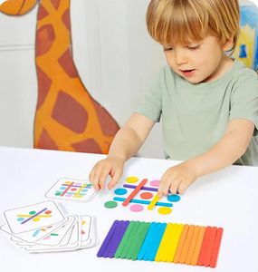Bambini Arcobaleno Stick Puzzle Montessori Giocattoli Colore Sensoriale Pensiero logico Giochi di abbinamento Bambini Primi giocattoli educativi in legno