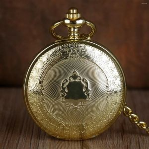 Pocket Watches Gold Luxury Antique Vintage Mechanical Watch for Men Women Manual Winding Shield Engraving Fob