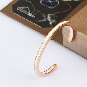 Bransoletka tenisowa projektant biżuterii Kobiety Mężczyźni Bangle Silver Rose Gold Titanium Steel Drop Black White Luksusowy impreza Moda Charm327D