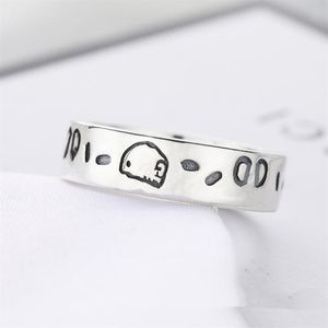 Titanium Steel Skull Band Ring Men's and Women's Luxury Sterling Silver Fashion Gifts for Friends Couples Wedding Jewelr301i