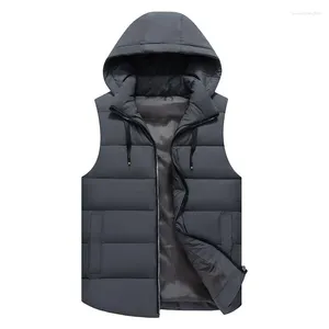 Men's Vests Autumn And Winter Vest Casual Hooded Thick Down Cotton Coat Loose Version Plus Size Sleeveless