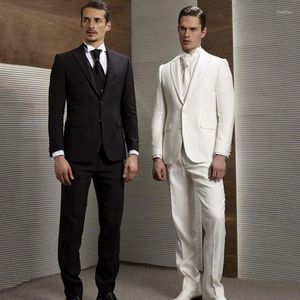 Men's Suits Formal Black Mens With Pants Ivory Groom Wedding Tuxedos Slim Fit Terno Masculino Man Blazers 3Piece Coat Vest